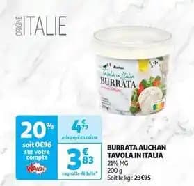 Auchan - burrata tavola in italia