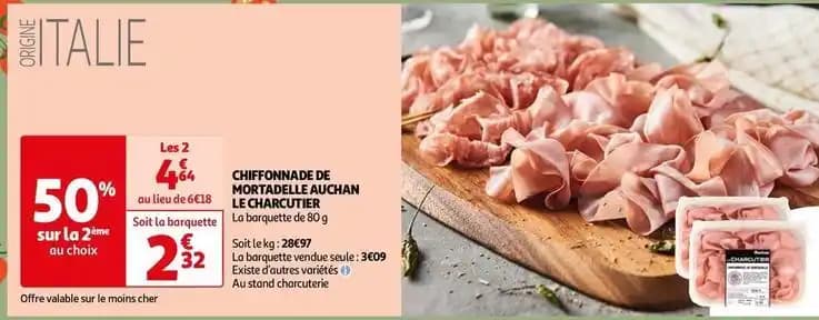 Auchan - chiffonnade de mortadelle le charcutier