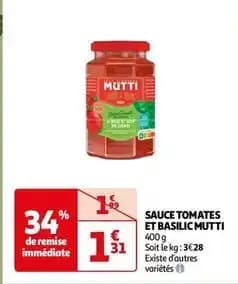 Mutti - sauce tomates et basilic