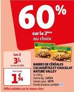Nature valley - barres de céréales cacahuètes et chocolat