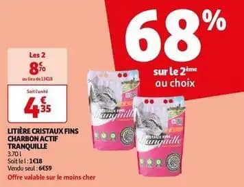 Tranquille - litière cristaux fins charbon actif