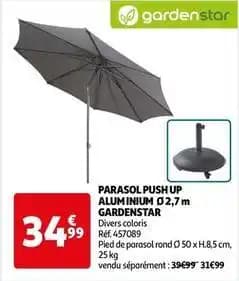 Gardenstar - parasol push up aluminium 2,7m