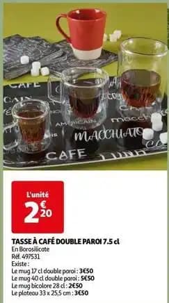 Tasse à café double paroi 7.5 cl