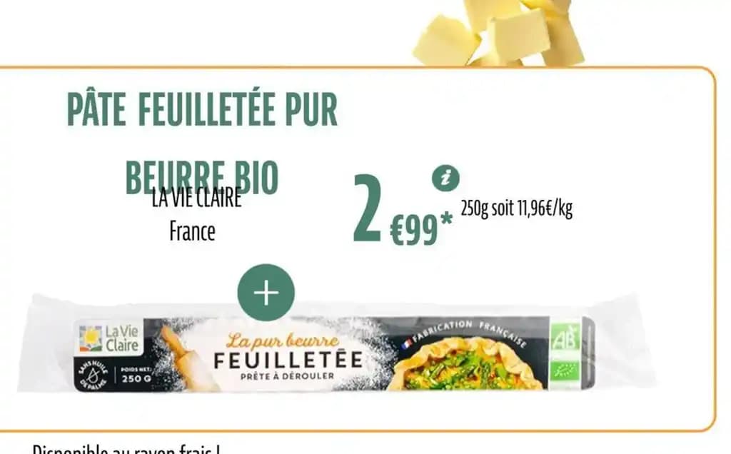 PÂTE FEUILLETÉE PUR BEURRE BIO