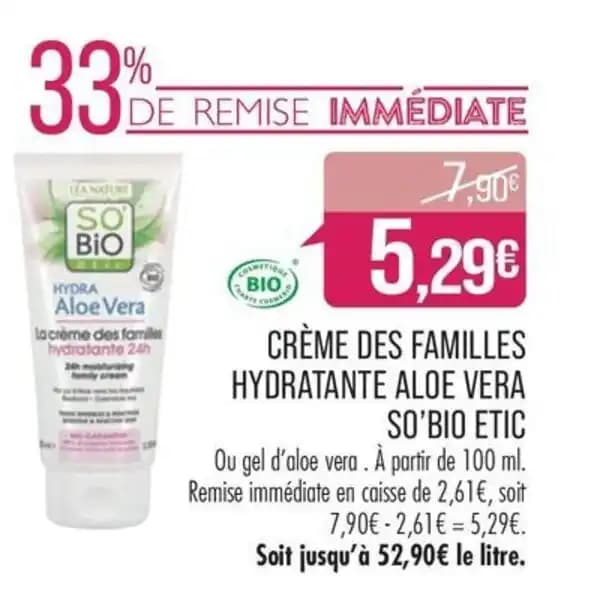 CRÈME DES FAMILLES HYDRATANTE ALOE VERA SO'BIO ETIC