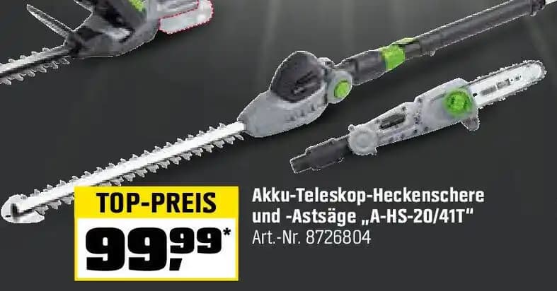 LUX TOOLS Akku-Teleskop Heckenschere und Astsäge „,A-HS-20/41T"