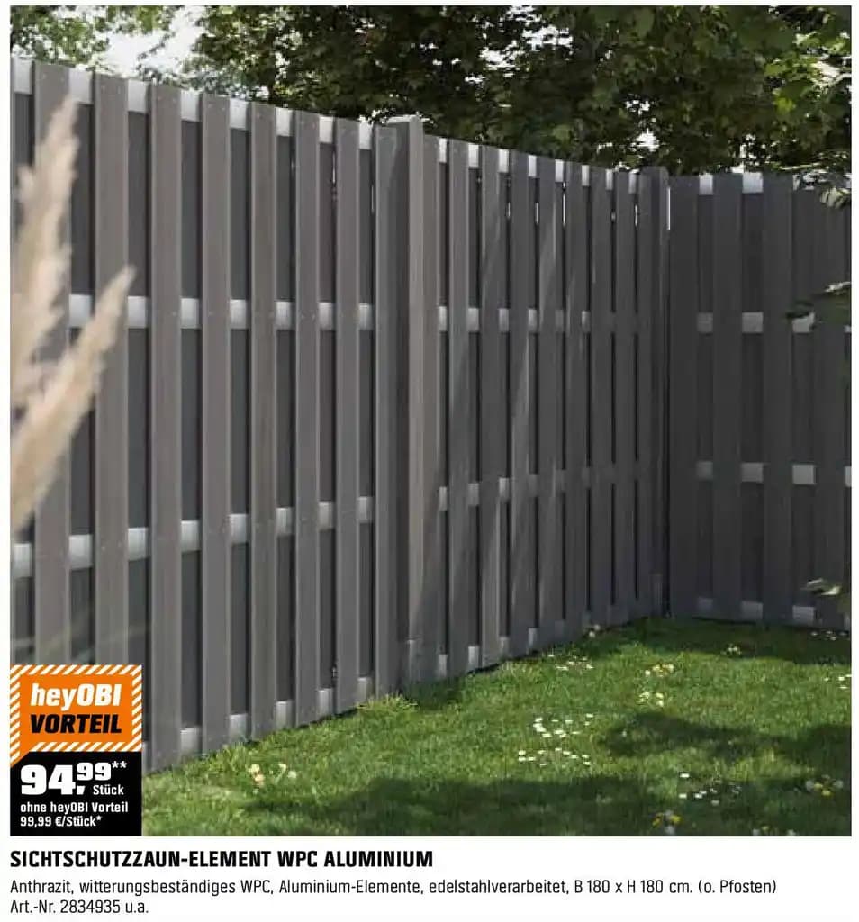 SICHTSCHUTZZAUN-ELEMENT WPC ALUMINIUM