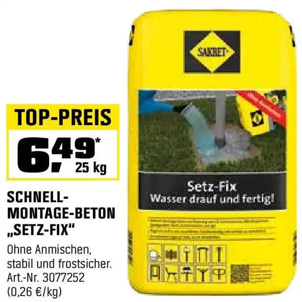 SAKRET SCHNELL MONTAGE-BETON ,,SETZ-FIX" 25 kg