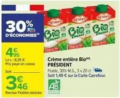 Président - crème entière bio
