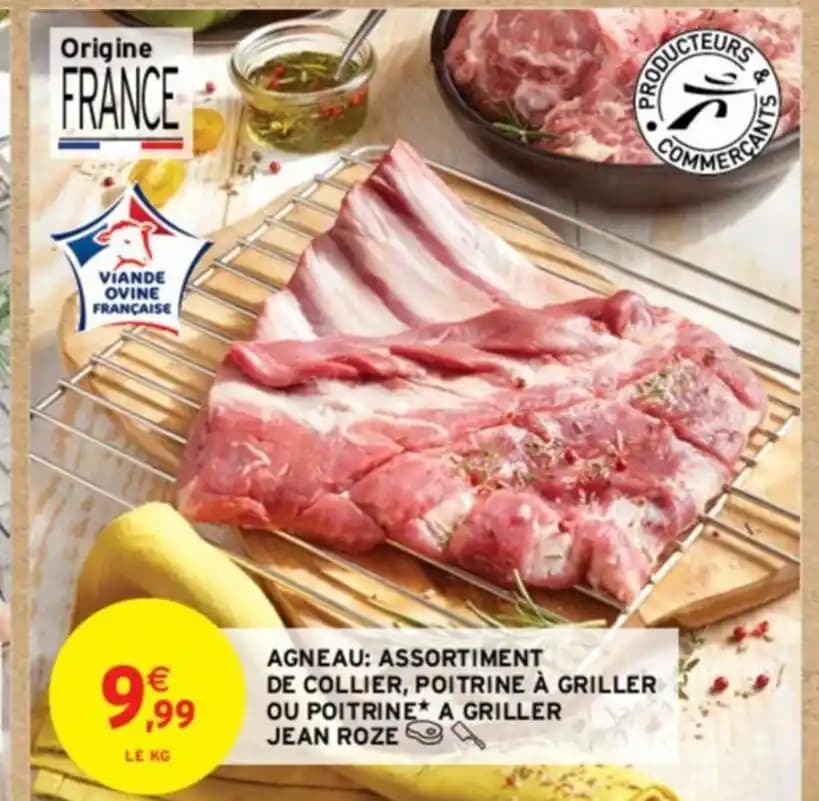 AGNEAU: ASSORTIMENT DE COLLIER, POITRINE À GRILLER OU POITRINE A GRILLER