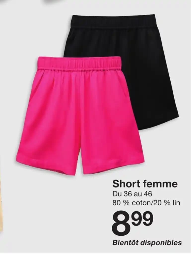 Short femme Du 36 au 46 80% coton/20% lin