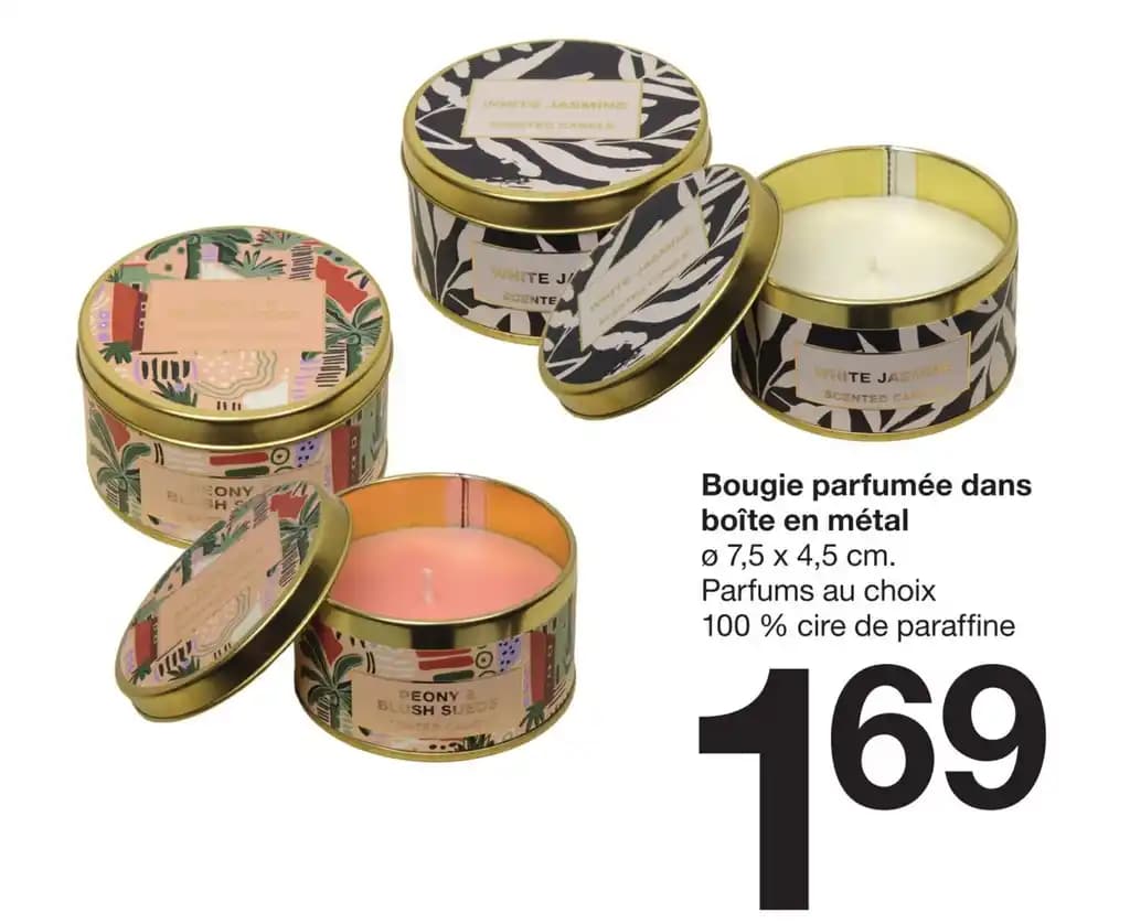 Bougie parfumée dans boîte en métal