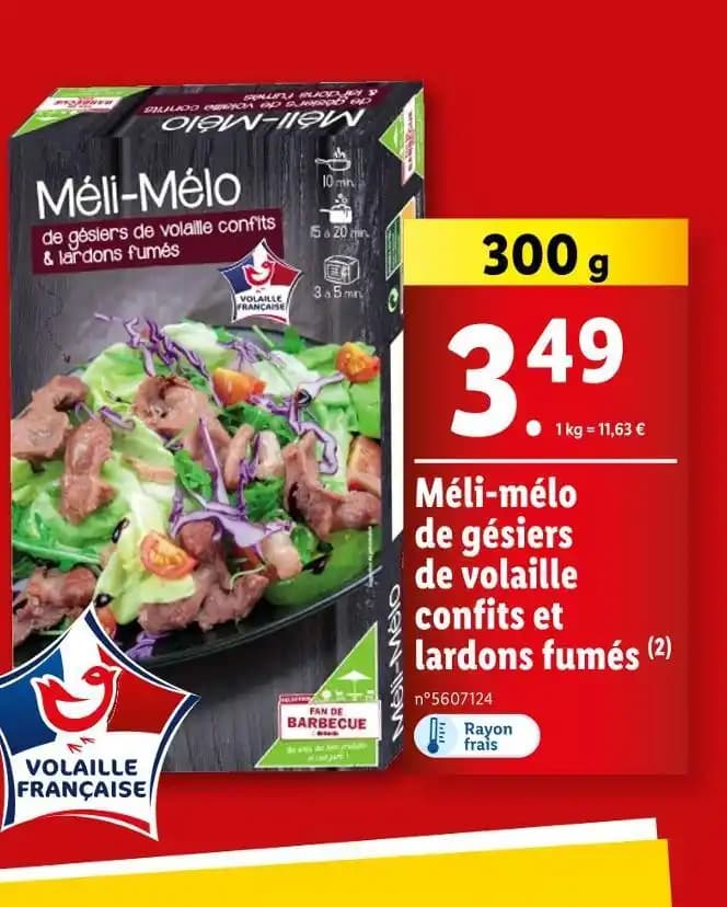 Méli‐mélo de gésiers de volaille confits et lardons fumés