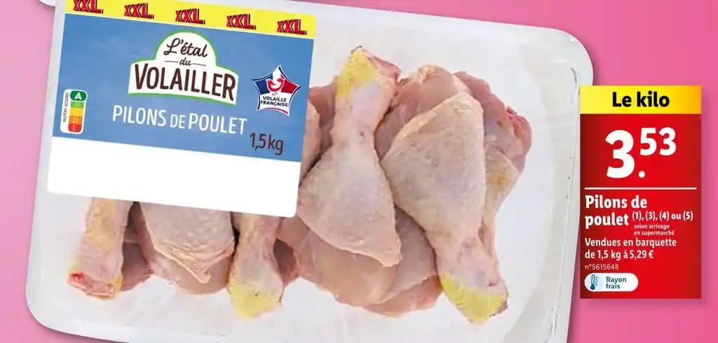 Létal du VOLAILLER Pilons de poulet