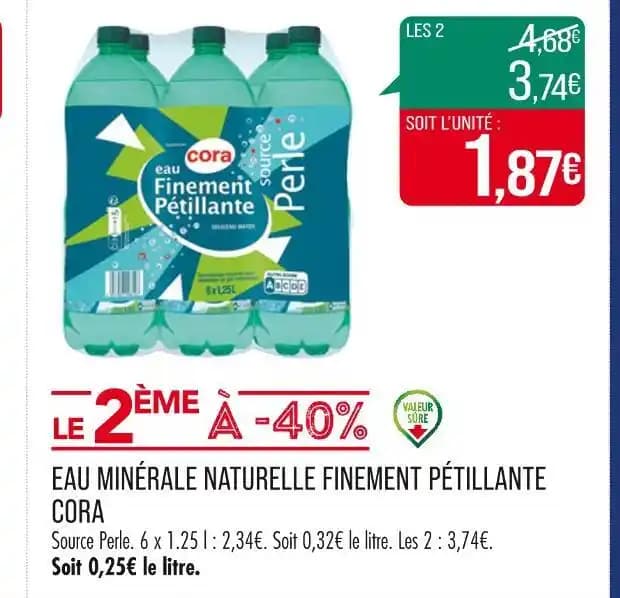 CORA EAU MINÉRALE NATURELLE FINEMENT PÉTILLANTE