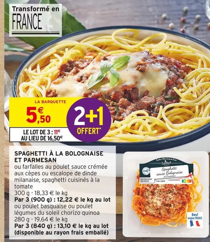 Lechef SPAGHETTI À LA BOLOGNAISE ET PARMESAN