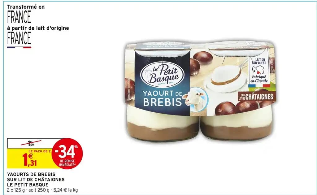 LE PETIT BASQUE YAOURTS DE BREBIS SUR LIT DE CHÂTAIGNES