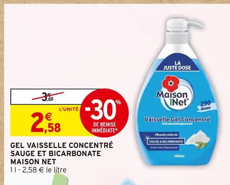 MAISON NET GEL VAISSELLE CONCENTRÉ SAUGE ET BICARBONATE