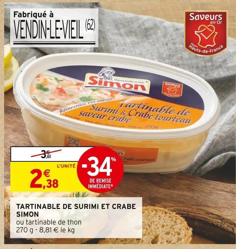 TARTINABLE DE SURIMI ET CRABE SIMON