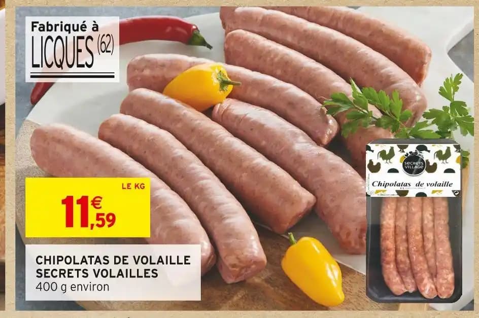 SECRETS VOLAILLES CHIPOLATAS DE VOLAILLE