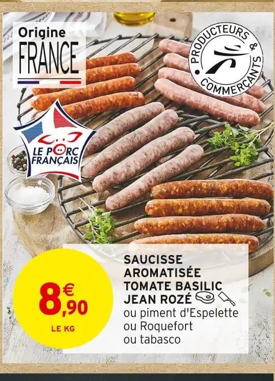 JEAN ROZÉ SAUCISSE AROMATISÉE TOMATE BASILIC