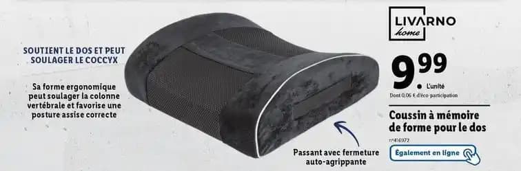 Livarno home - coussin à mémoire de forme pour le dos