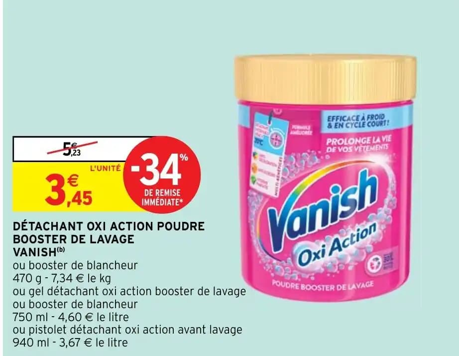 DÉTACHANT OXI ACTION POUDRE BOOSTER DE LAVAGE VANISH (b)