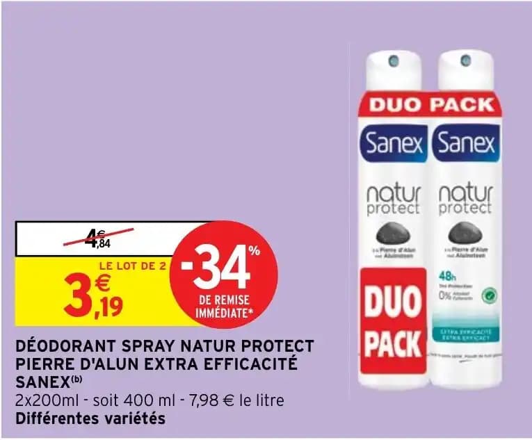 DÉODORANT SPRAY NATUR PROTECT PIERRE D'ALUN EXTRA EFFICACITÉ SANEX(b)