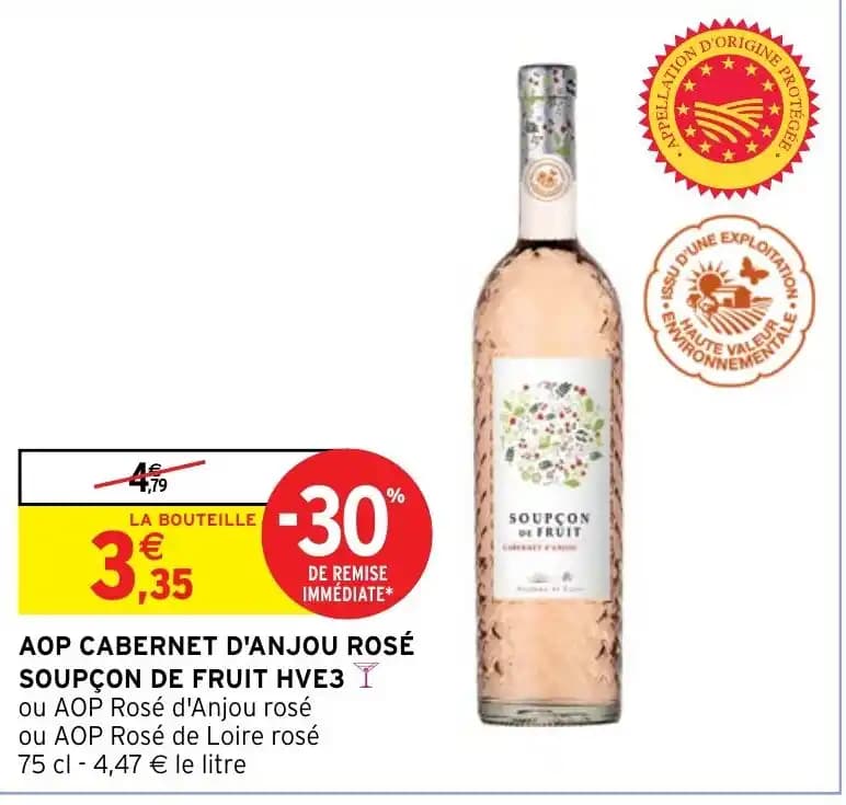 AOP CABERNET D'ANJOU ROSÉ SOUPÇON DE FRUIT HVE3 Y