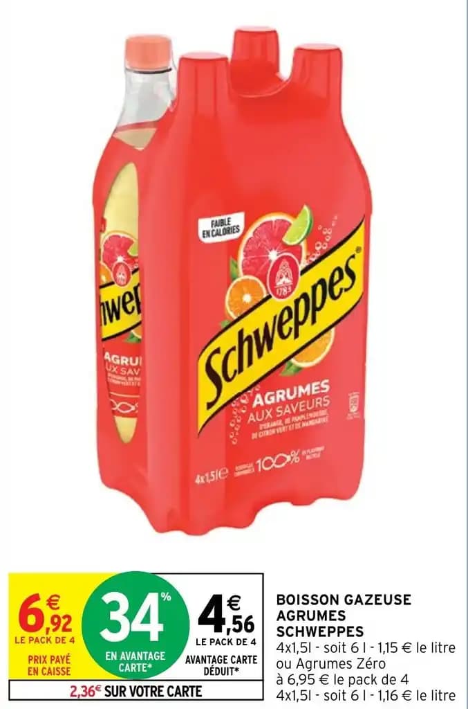 BOISSON GAZEUSE AGRUMES SCHWEPPES