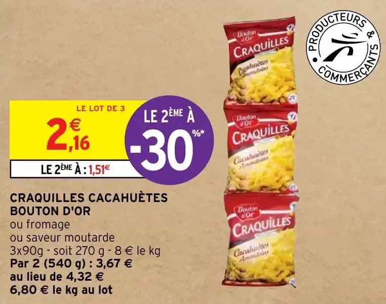 CRAQUILLES CACAHUÈTES BOUTON D'OR
