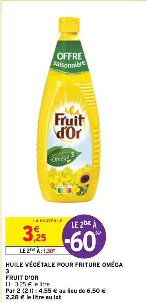 HUILE VÉGÉTALE POUR FRITURE OMÉGA FRUIT D'OR