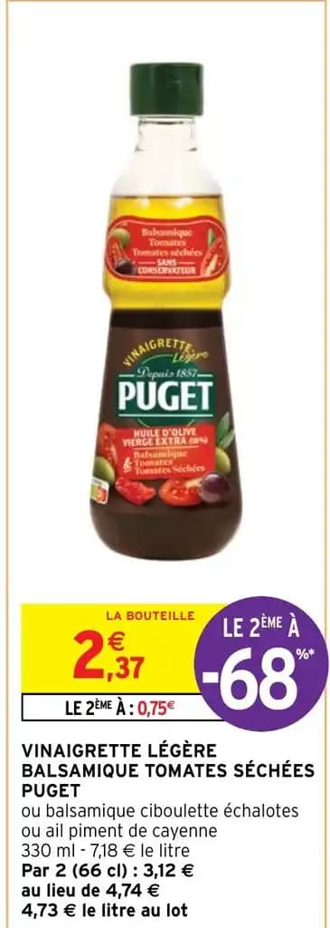 VINAIGRETTE LÉGÈRE BALSAMIQUE TOMATES SÉCHÉES PUGET