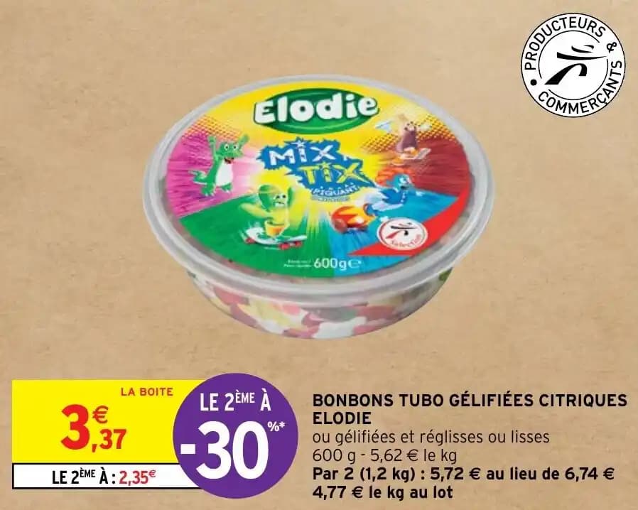 BONBONS TUBO GÉLIFIÉES CITRIQUES ELODIE