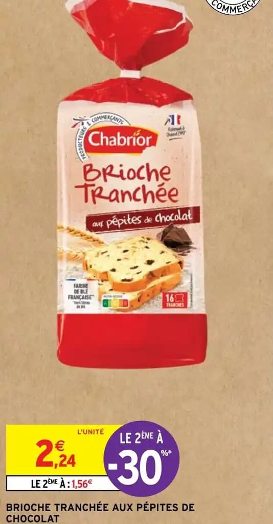 BRIOCHE TRANCHÉE AUX PÉPITES DE CHOCOLAT CHABRIOR