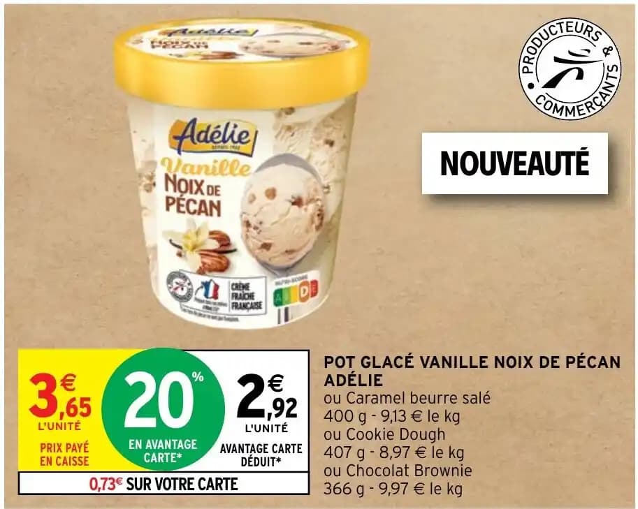 POT GLACÉ VANILLE NOIX DE PÉCAN ADÉLIE