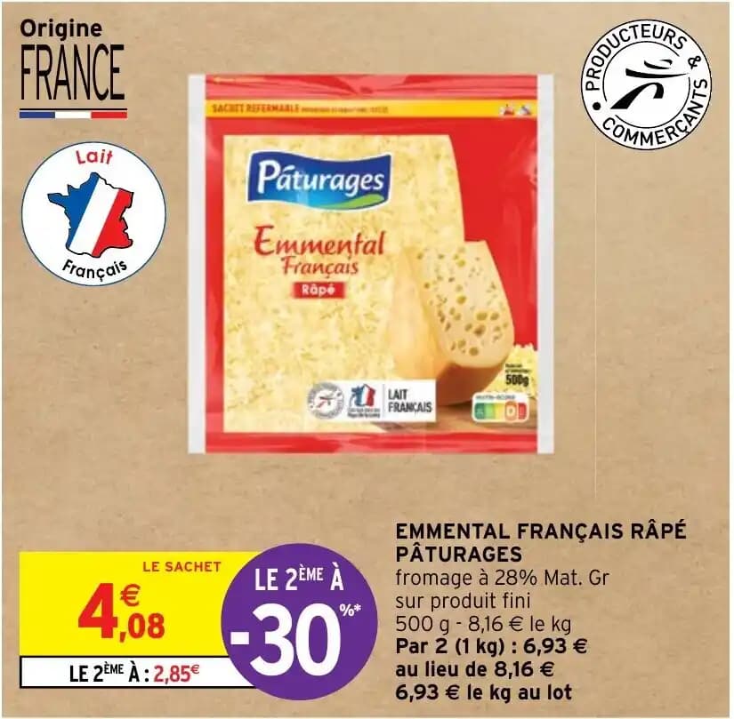 EMMENTAL FRANÇAIS RÂPÉ PÂTURAGES