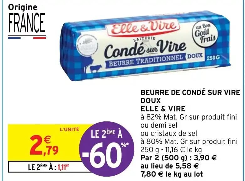 BEURRE TRADITIONNEL DOUX ELLE & VIRE