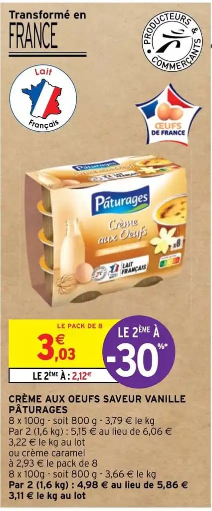 CRÈME AUX OEUFS SAVEUR VANILLE PÂTURAGES