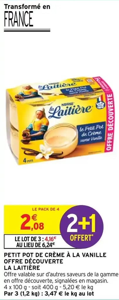 PETIT POT DE CRÈME À LA VANILLE OFFRE DÉCOUVERTE LA LAITIÈRE
