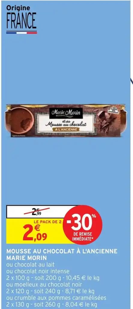 MOUSSE AU CHOCOLAT À L'ANCIENNE MARIE MORIN