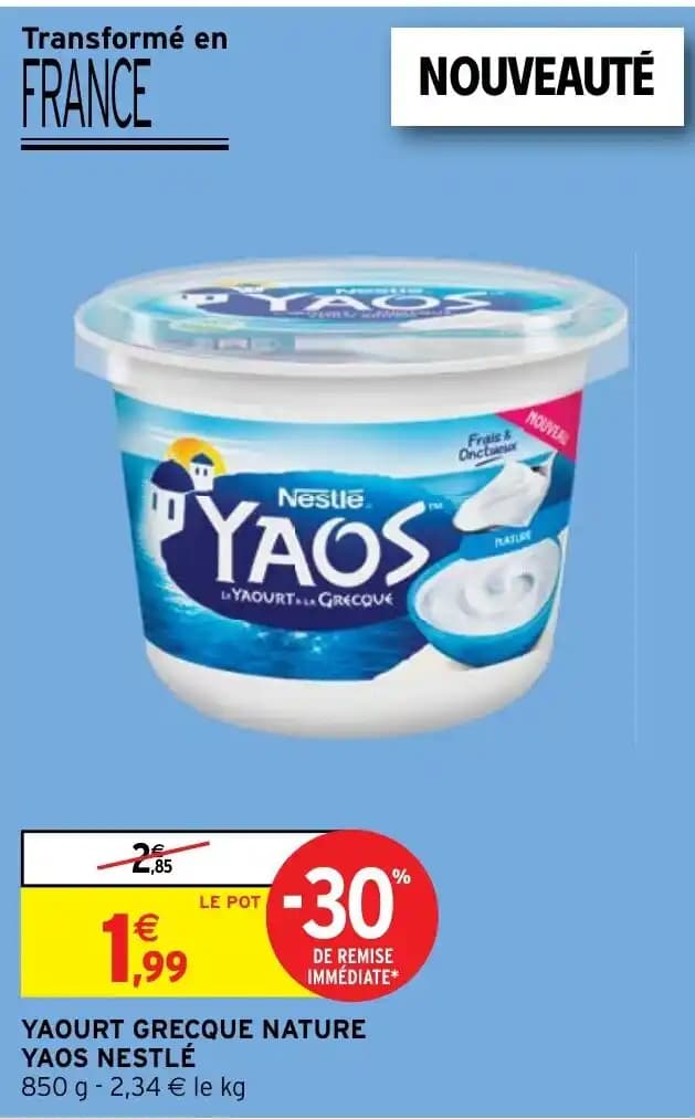 YAOURT GRECQUE NATURE YAOS NESTLÉ