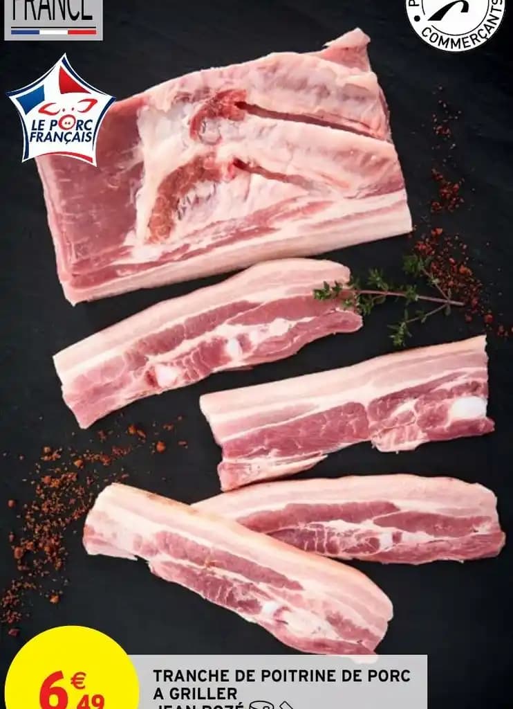 TRANCHE DE POITRINE DE PORC A GRILLER JEAN ROZÉ