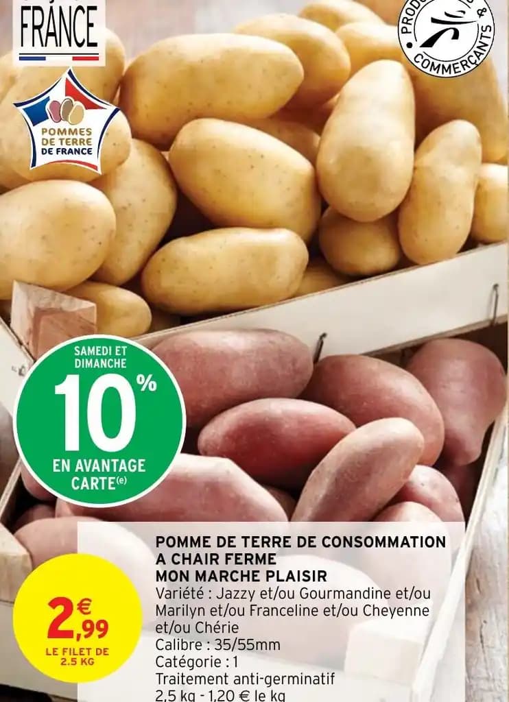 POMME DE TERRE DE CONSOMMATION A CHAIR FERME MON MARCHE PLAISIR