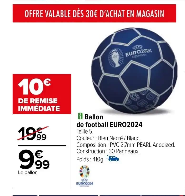 Ⓡ Ballon de football EURO2024 Taille 5.