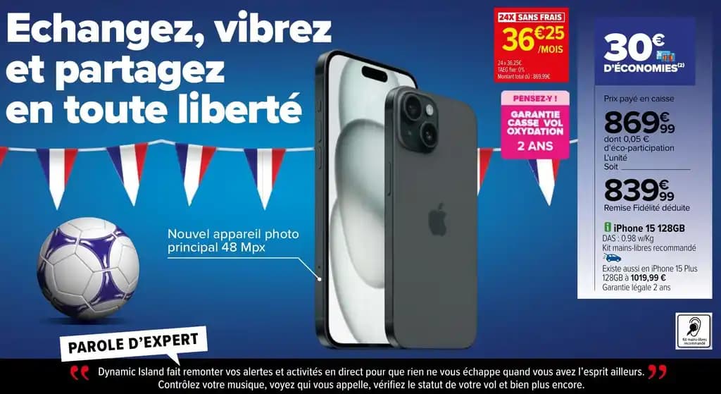 i iPhone 15 128GB DAS: 0.98 w/Kg