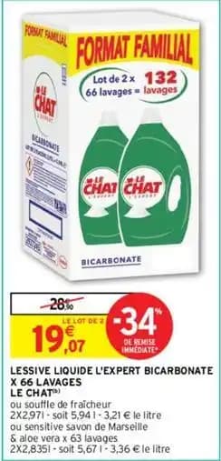 Le chat - lessive liquide l'expert bicarbonate