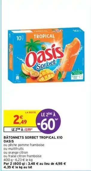 Oasis - bâtonnets sorbet tropical
