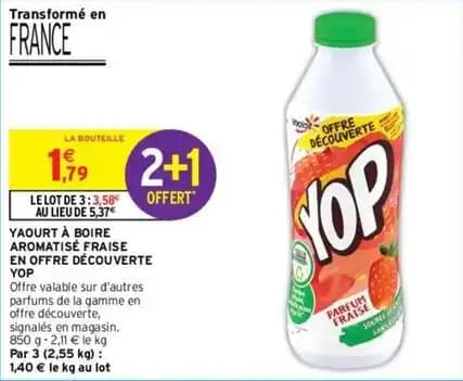 Yoplait - yaourt à boire aromatisé fraise en offre découverte yop