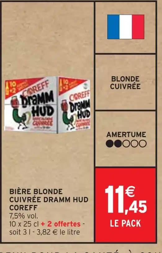 COREFF BIÈRE BLONDE CUIVRÉE DRAMM HUD
